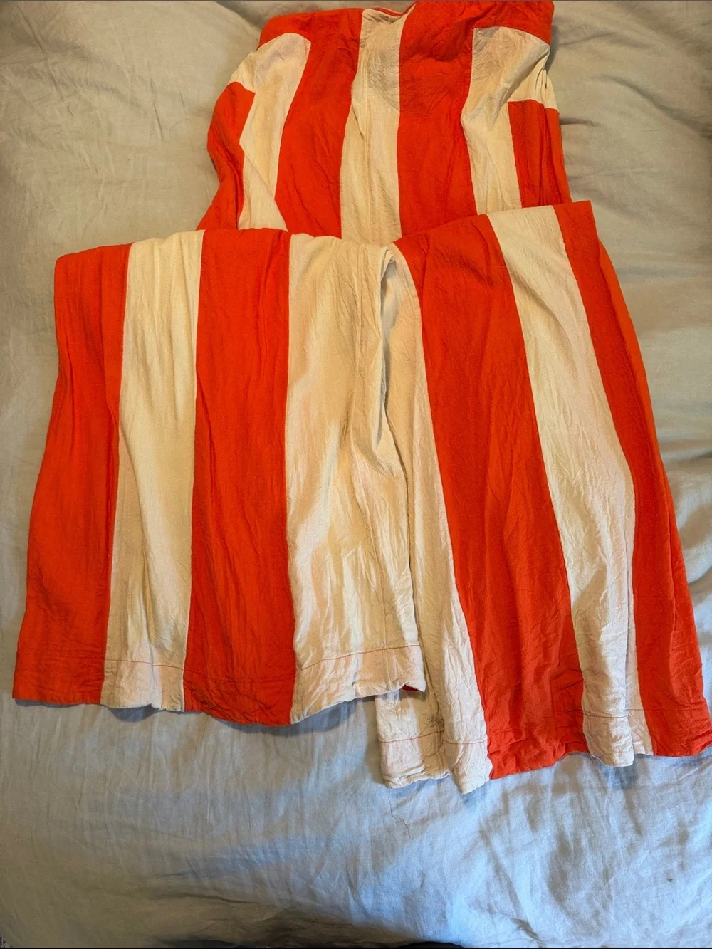 Free People Red & Cream Strapless Wide-Leg Jumpsuit - Picture 5 of 5